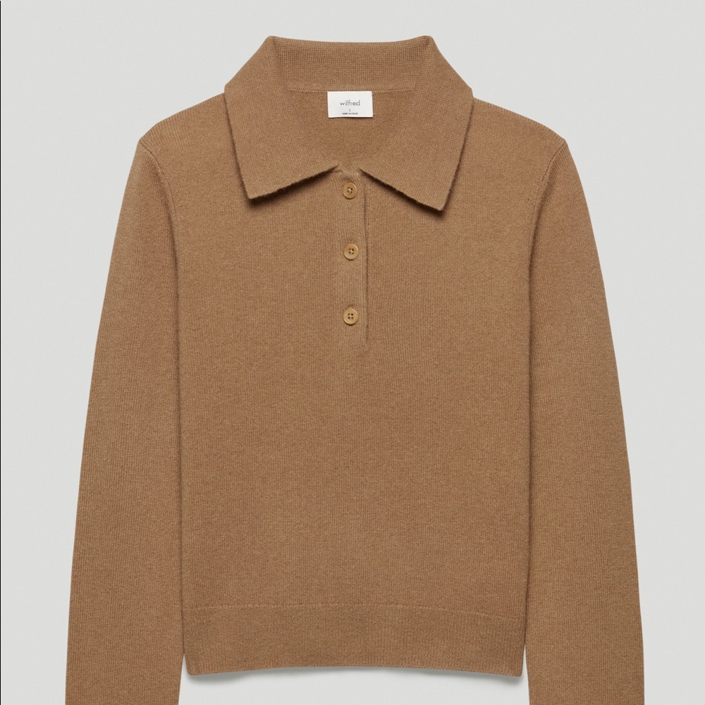 Aritzia Wilfred Cashmere Polo Sweater NWT